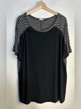 Blumin Apparel Striped Black Lace T-Shirt 3X